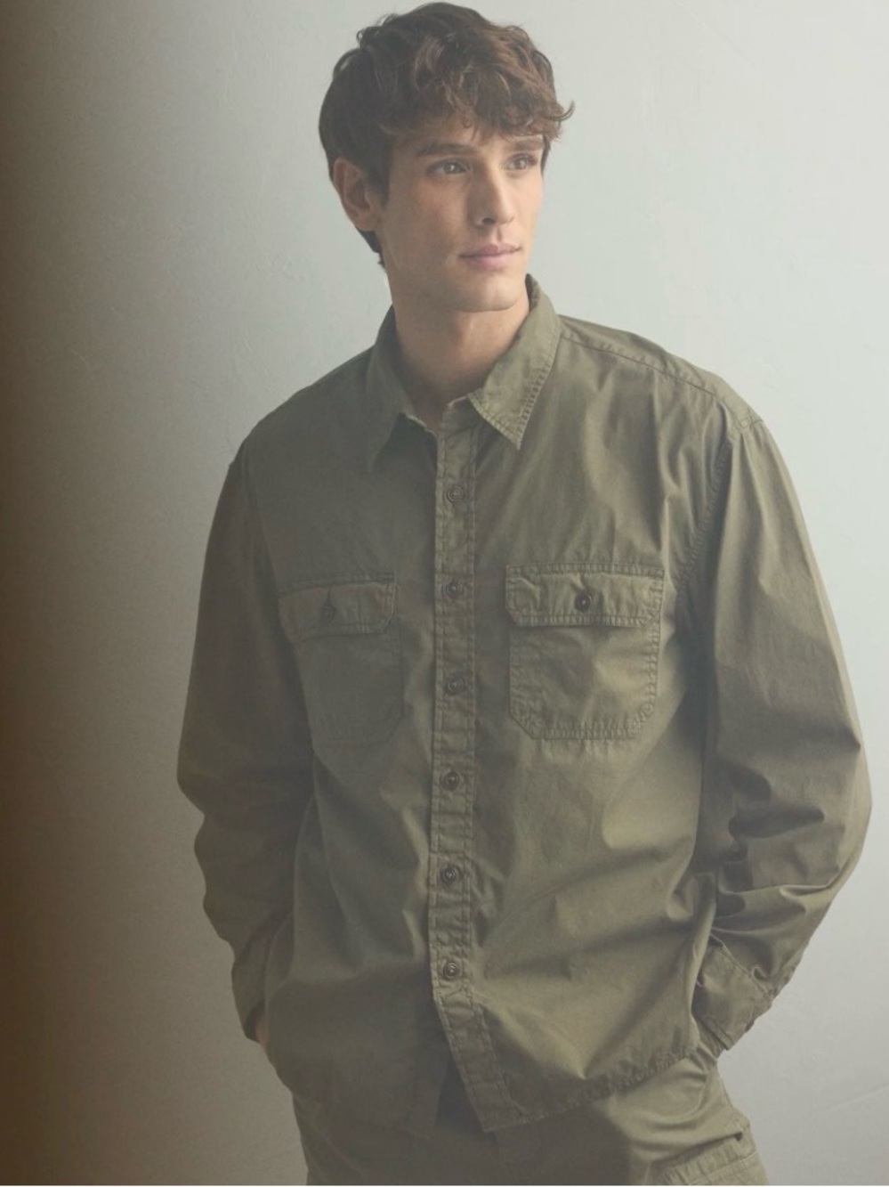 American Eagle Outfitters Men's Olive Shirt Jacket